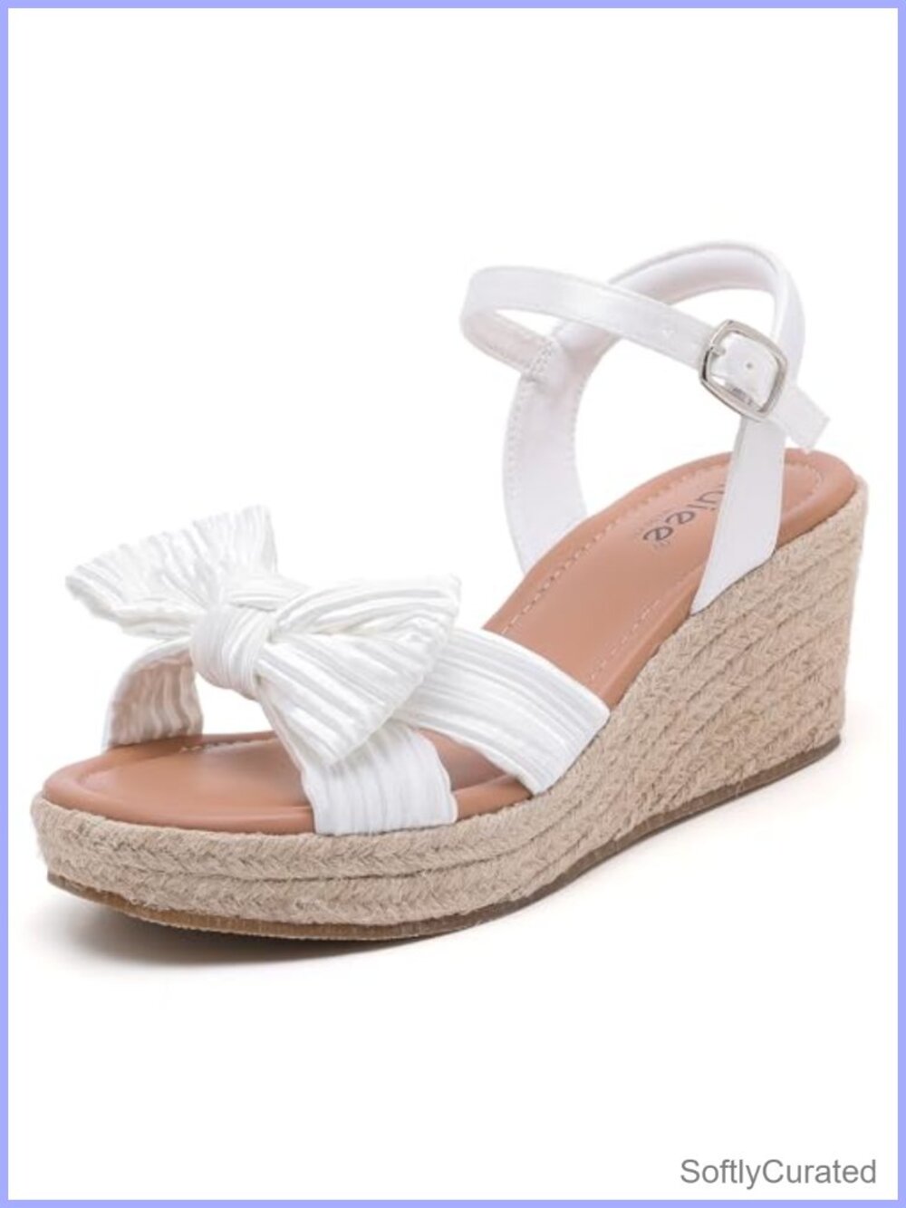 Wide Width Wedge Sandals Faux Leather Memory Foam Ankle Strap Open Toe
